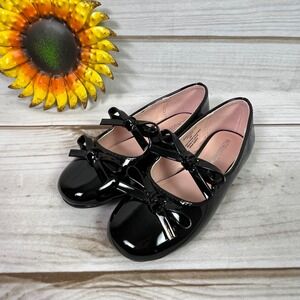 Nordstrom Elodie Black Patent Mary Jane Bow Flats Kids Size 9M NOELODIE-PU